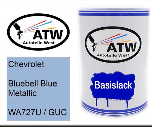 Chevrolet, Bluebell Blue Metallic, WA727U / GUC: 500ml Lackdose, von ATW Autoteile West.